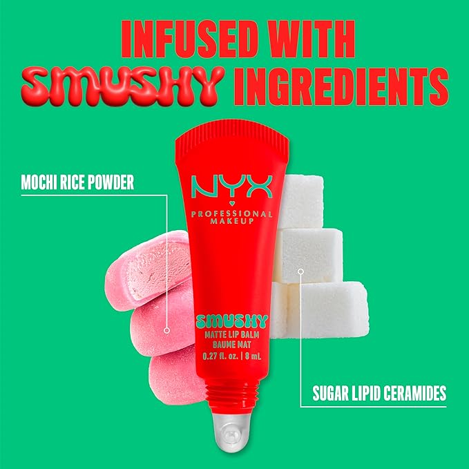 NYX PROFESSIONAL MAKEUP Smushy Matte Lip Balm, Tinted Lip Moisturizer with Soft, Matte Finish - Soft Sorbet (Orange)