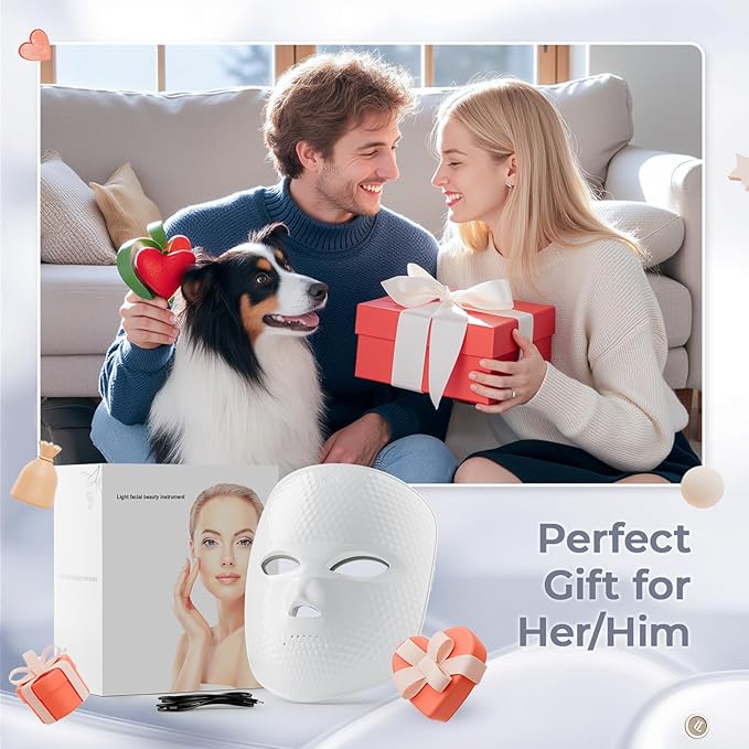 Red Light Therapy for Face LED Face Mask Light Therapy Cordless USB Rechargeable,Red Mask for Home Working Travel Yoga Sleep