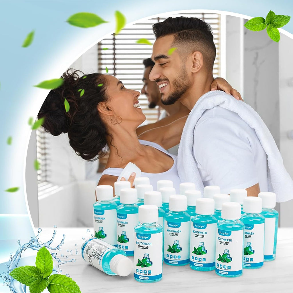 50 pcs Travel Size Mouthwash Bulk Mini Mouthwash, Fresh Mint Portable Mouthwash Individual 1.2oz/35ml Mouthwash Bottles for Travel Toiletry Kits