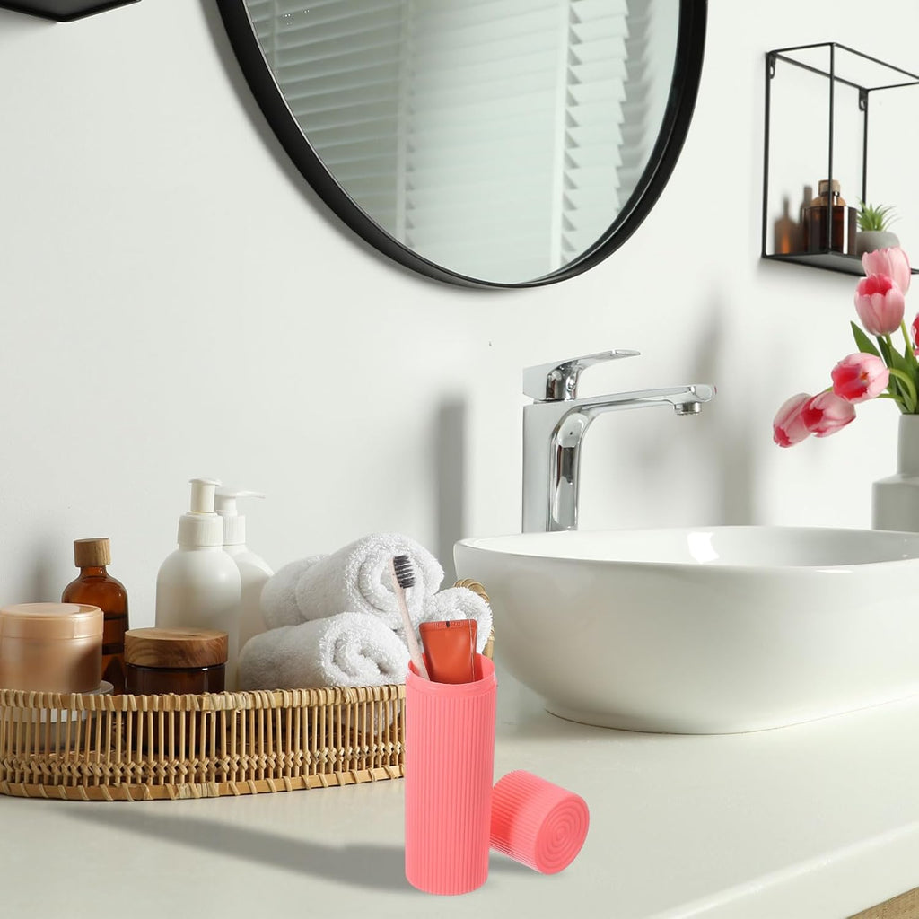 uxcell 2Pcs Travel Toothbrush Case, 7.9x1.2x1.2 Portable Travel Toothbrush Holder with Stripe, Plastic Toothpaste Container for Bathroom, Gym, Business Trip, Camping, Green