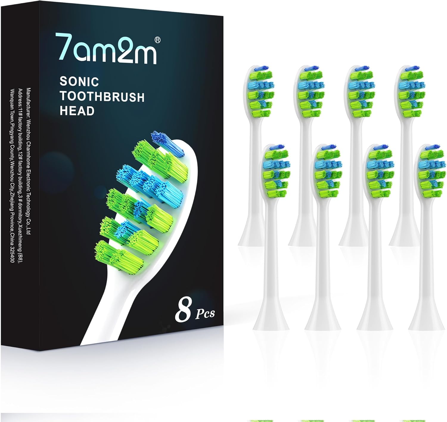 7AM2M AM100/AM105/AM111 Electric Toothbrush Brush Heads x 8 for 7AM2M Electric Toothbrush ONLY (White)