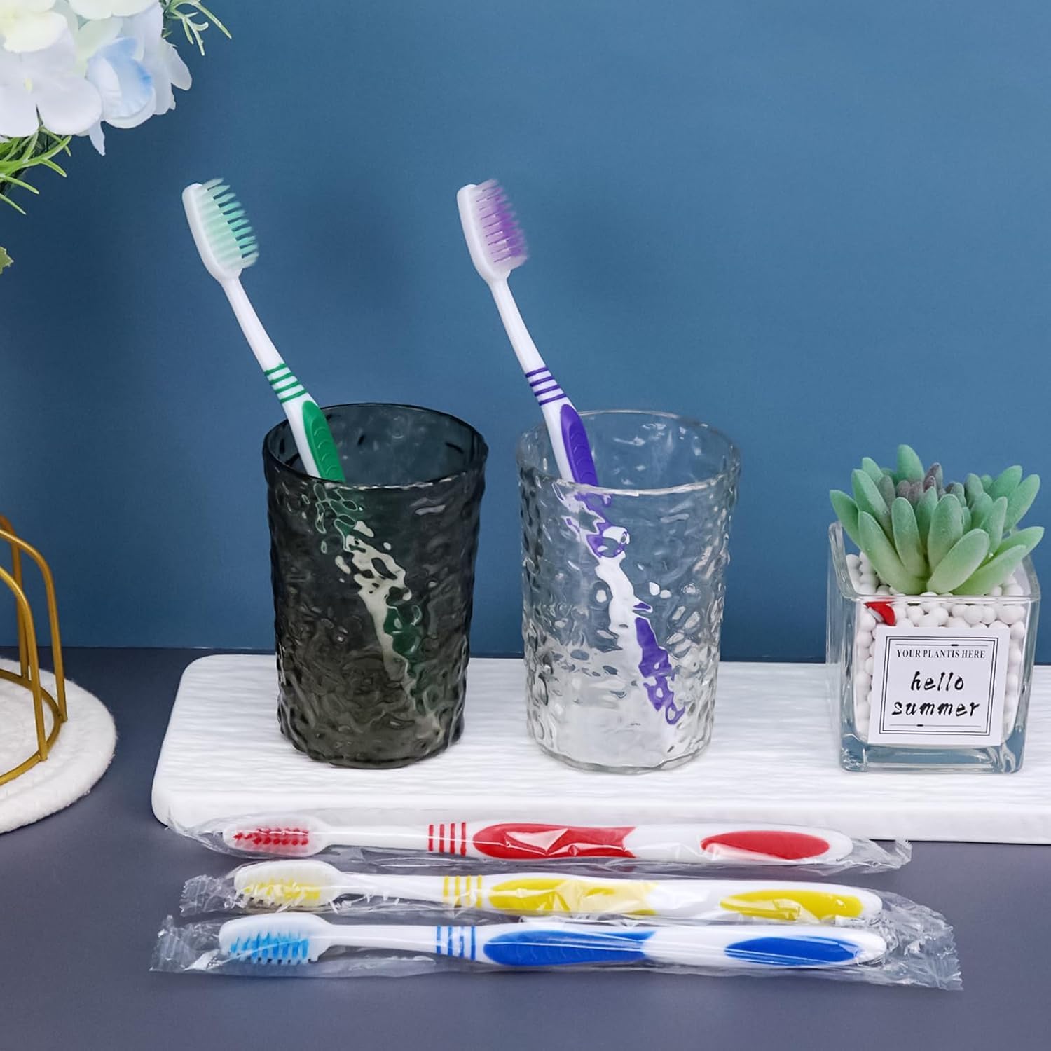 Bulk Toothbrushes 30 Pack Colorful Individually Wrapped Disposable Soft Large Brush Head Ergonomics Handle Oral Set for Adults Kids Travel Hotel OCC Airbnb Dentist (30)