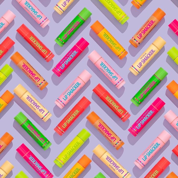 Lip Smacker Original & Best Holiday Flavored Lip Balm Party Pack, Oatmeal Cookie, Vanilla, Mango, Watermelon, Tropical Punch, Cotton Candy, Kiwi, Strawberry, Clear