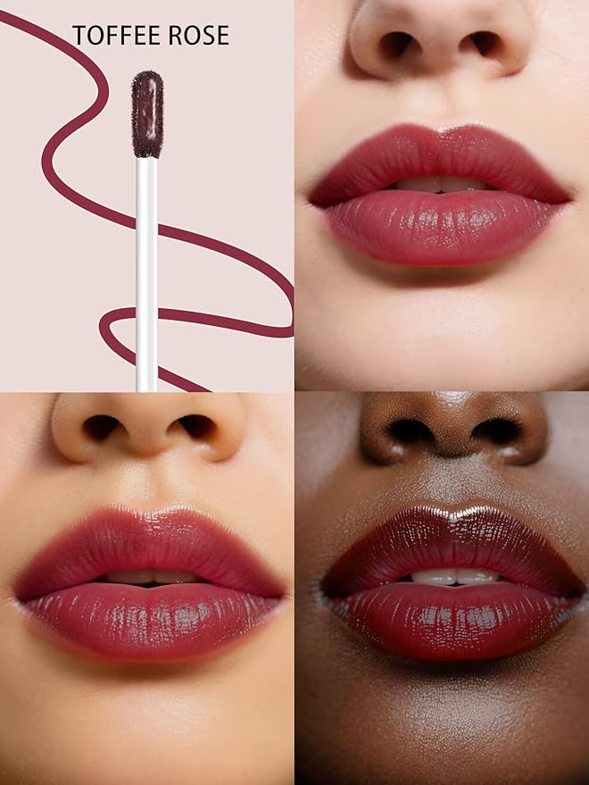 Lip Stain Peel Off Lip Liner Stain with Tweezer, Long Lasting Matte Lip Tint Tattoo, Highly Pigmented Color Lip Makeup, Waterproof Lipstick, Transfer-proof Lipstain for Women, Toffee Rose