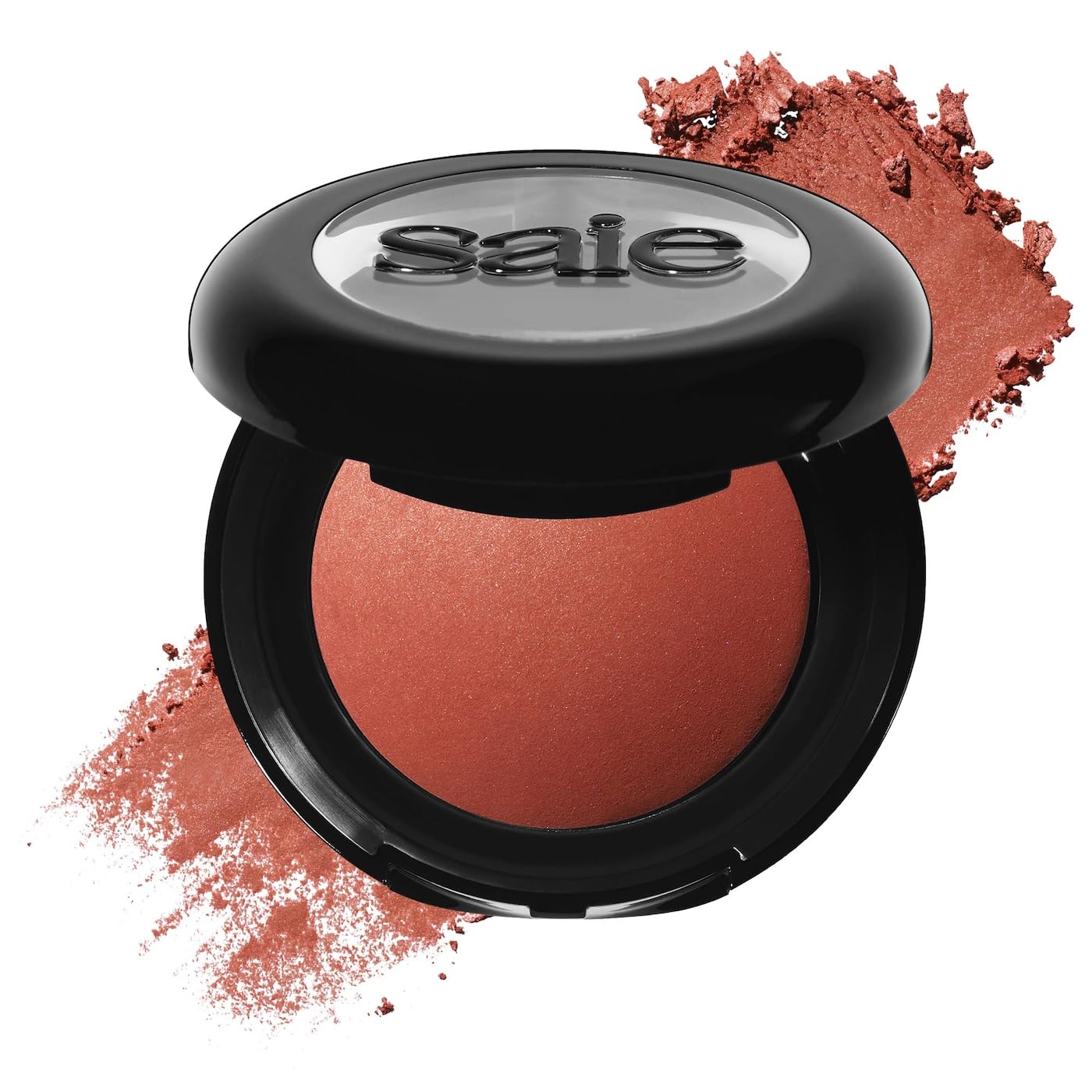 Saie SuperSuede Baked Blush - Talc-Free Powder Blush for Cheeks Infused with Hyaluronic Acid, Glycerin + Squalane - Hydrating Face Makeup for a Natural, Diffused Flush of Color - Ciao (0.1 Ounce)
