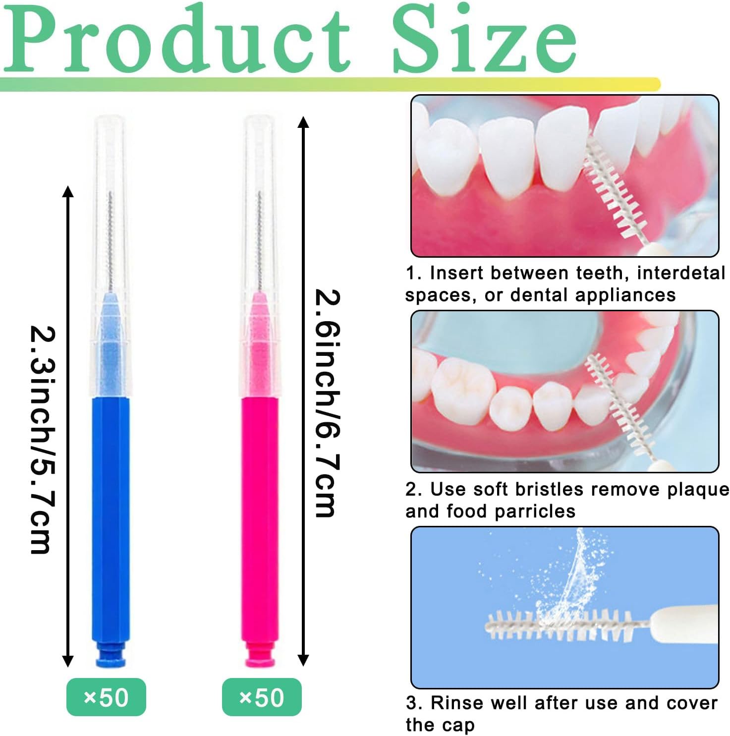 100pcs Interdental Brushes Dental Cleaning Tools Tooth Floss Picks Oral Hygiene Toothpicks