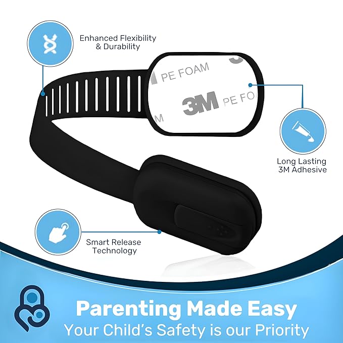3M Adhesive Child Safety Strap Locks by Baby Proof Me, Baby Latches for Cabinets, Dishwashers, Fridges, Ovens and Trash Cans, Stain Free Toilet Lock (Black, 24 Safety Latches)