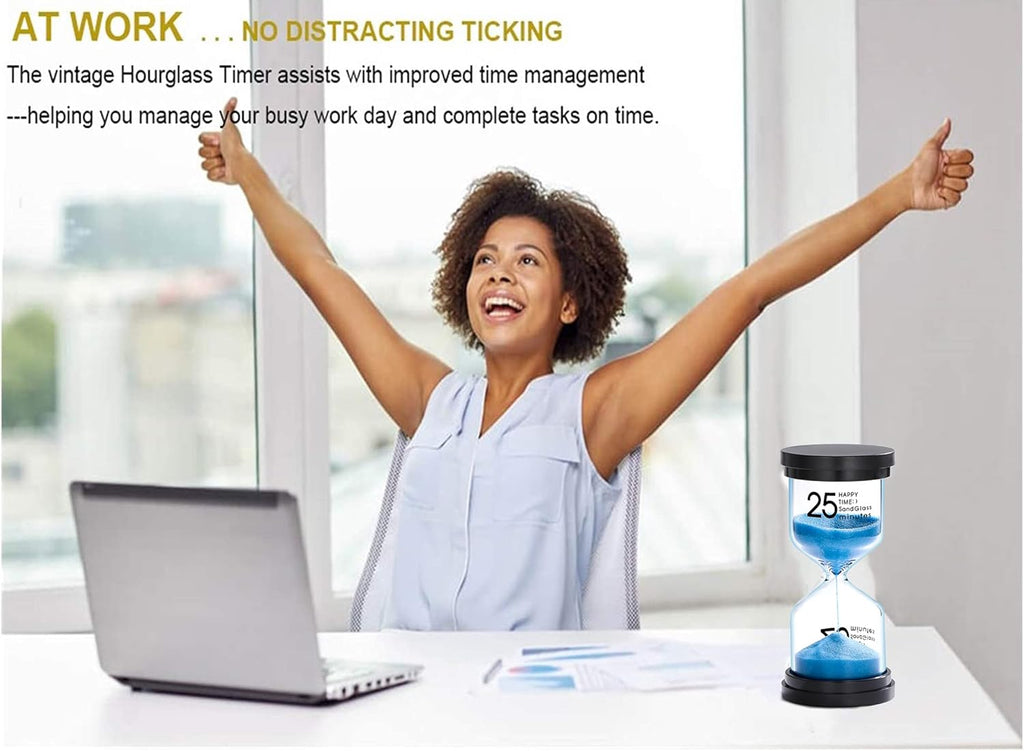 25 Minute Sand Hourglass Timer: Plastic Sand Clock 25 Min, Extra Blue Reloj De Arena, Unity Hour Glass Colorful Sandglass Timer for Kids, Games, Classroom, Kitchen, Decoration