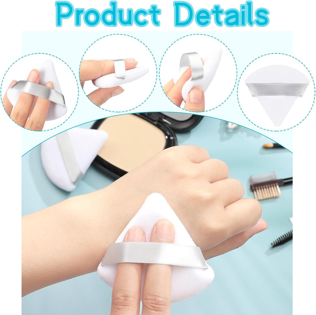 Suclain 48 Pcs Velour Triangle Powder Puff Soft Velour Makeup Puff for Face Powder Makeup Triangle Sponges for Wet and Dry Cosmetic Foundation Loose Mineral Body Tool(White)