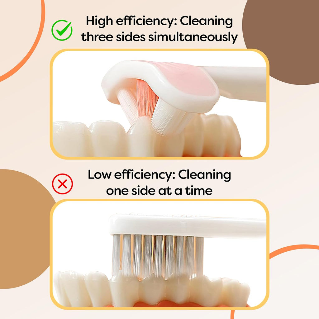 Trueocity Baby Toothbrush 12 Months and Up, Toddler Toothbrush, Extra Soft Toddler Toothbrushes 1-2 2-4, Toothhugger High Efficient 3 Sides,Infant Training Brush, 10,000 Ultra-Soft bristles (Apricot)