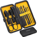 Manicure Set Nail Clippers Kit Professional Stainless Steel Nail Care Tools with Leather Travel Case 10 in 1 Yellow