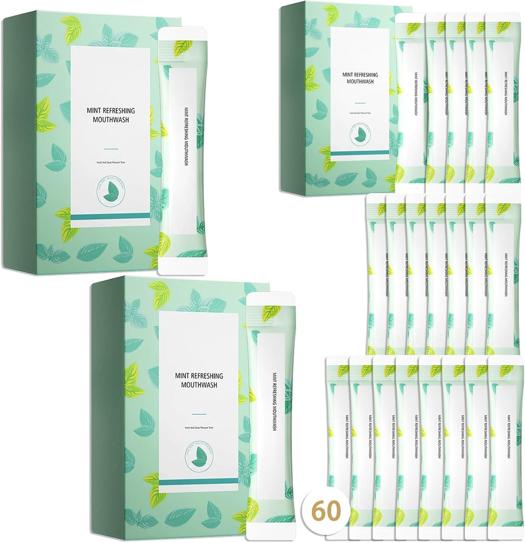 Travel Size Mouthwash,Mini Mouthwash Travel Size Bulk Portable Mouth Wash Set,Individual Small Travel Mouth Wash Packets for Fresh Breath(Pack of 60) A12
