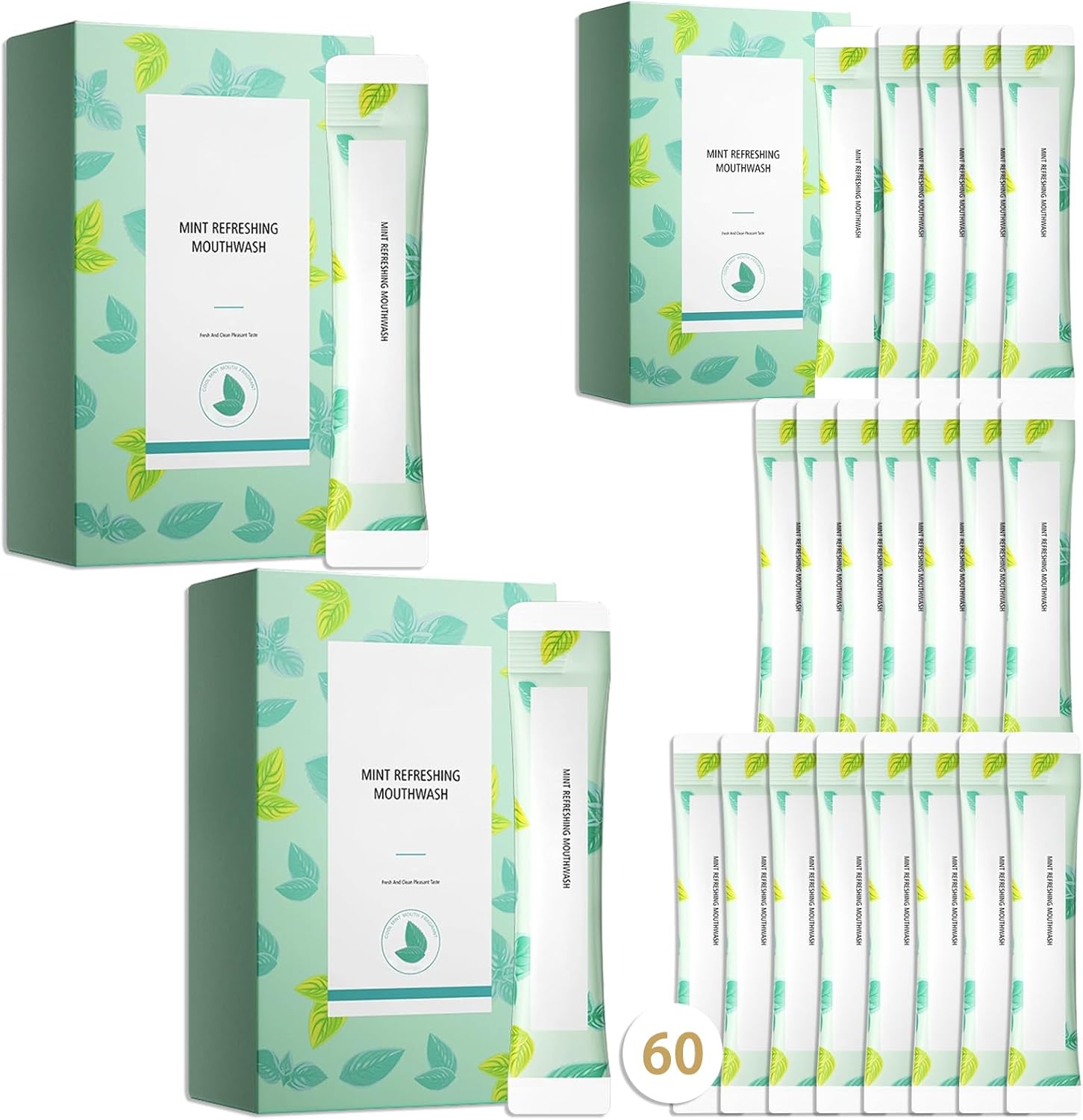 Travel Size Mouthwash,Mini Mouthwash Travel Size Bulk Portable Mouth Wash Set,Individual Small Travel Mouth Wash Packets for Fresh Breath(Pack of 60) A12