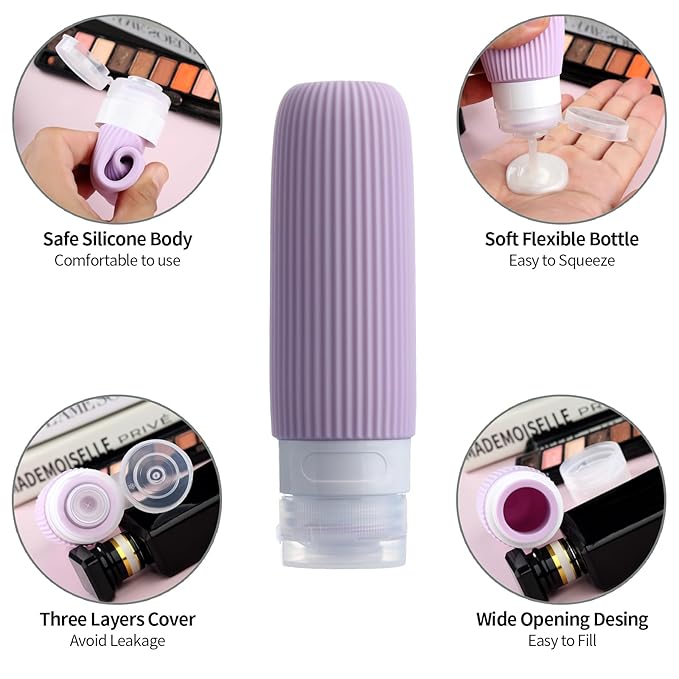 16 Pack Travel Bottles for Toiletries, Large 6oz Silicone Travel Containers, Leak Proof Refillable Liquid Shampoo And Conditioner Travel Essentials