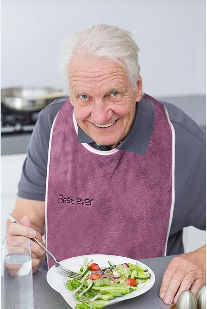 3 Pack Adult Bibs, Microfiber Super Soft Eating Cloth for Adults, Disabled, Adjustable, Dining Clothing Protector