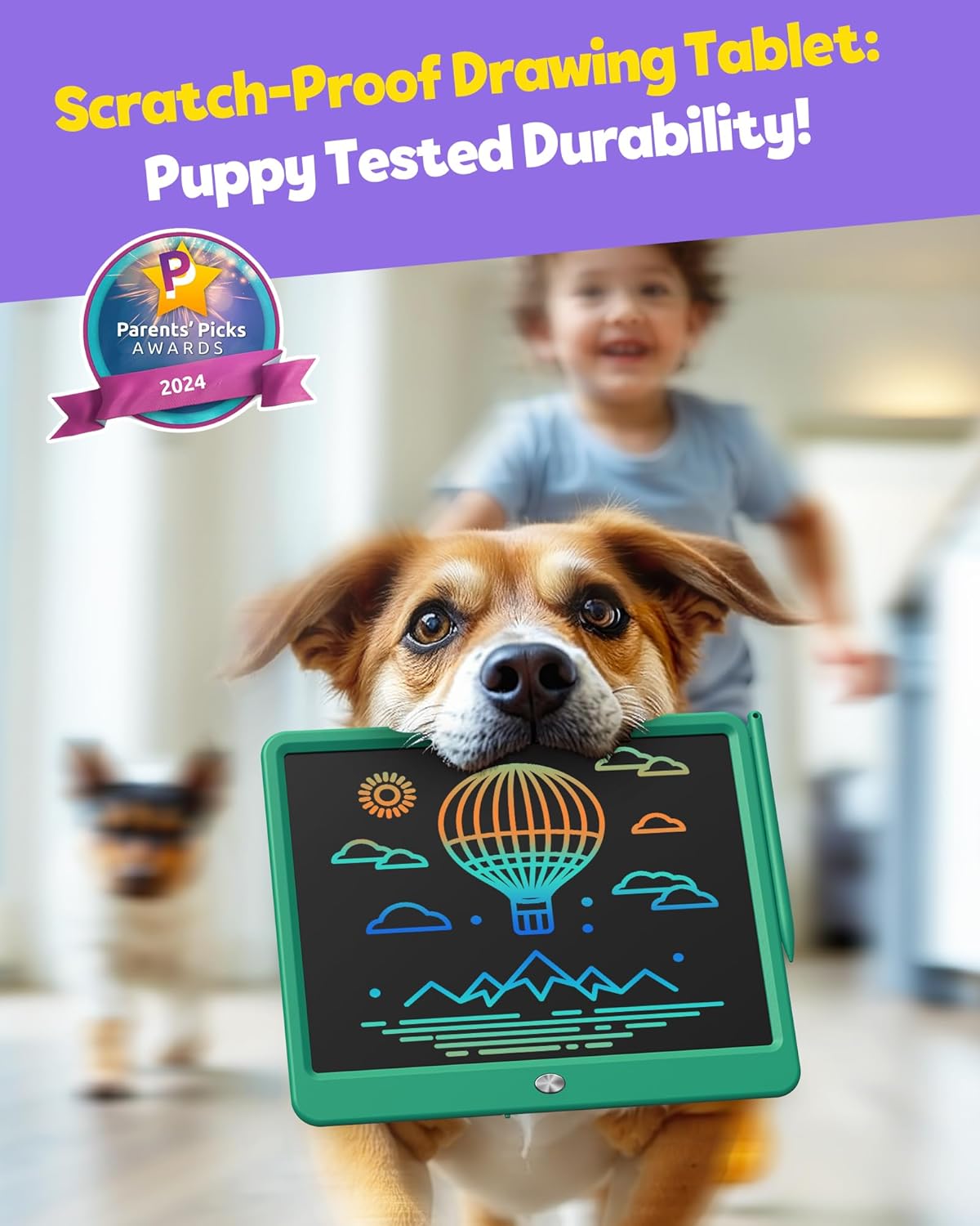 TEKFUN LCD Writing Tablet for Kids Boys Toys, 12 Inch Erasable Doodle Board Colorful Drawing Pad, Board Games Outdoor Travel Toys Gifts for Toddlers Boys Adults (Green)