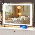 Makeup Vanity Mirror with Lights 20" L x 26" W Large LED Makeup Mirror, Light up Mirror with 10X Magnification and USB Charging Port, Dimmable 3 Modes, Touch Screen Control Gold