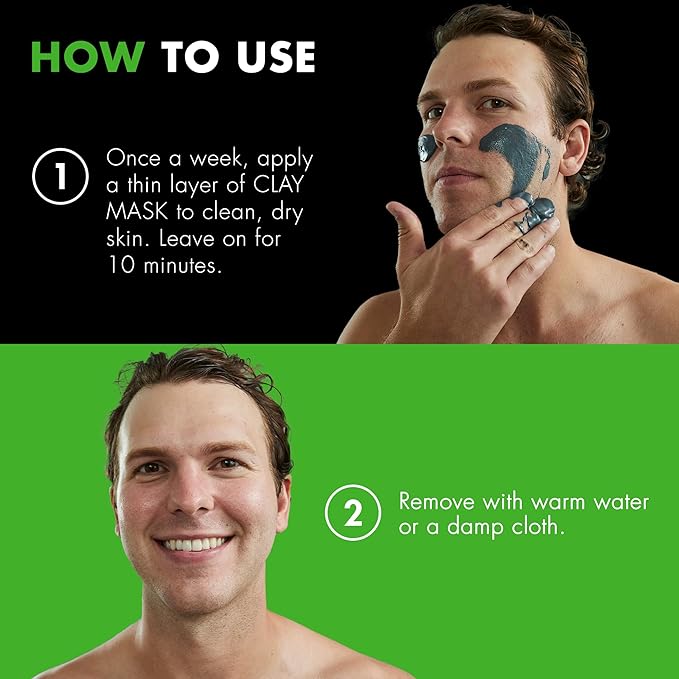 Tiege Hanley Detoxifying Facial Clay Mask for Men, Deep Pore Cleansing Charcoal Face Mask With Natural Kaolin Clay and Aloe, Absorbs Oil & Reduces Appearance of Pores, Men’s Skin Care, 2 Oz, 2 Pack