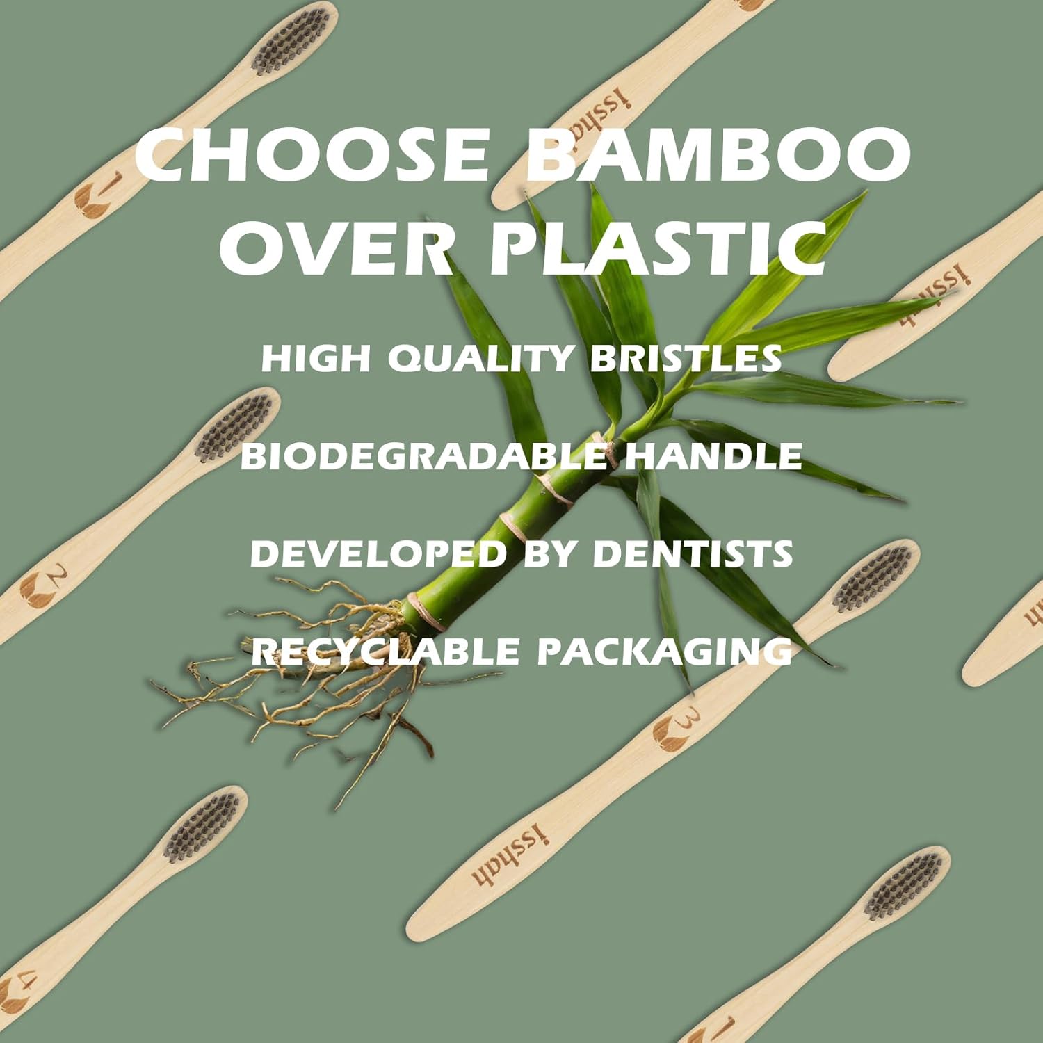Biodegradable Eco-Friendly Natural Bamboo Charcoal Toothbrushes, FSC Certified and PETA Approved - 12 Count