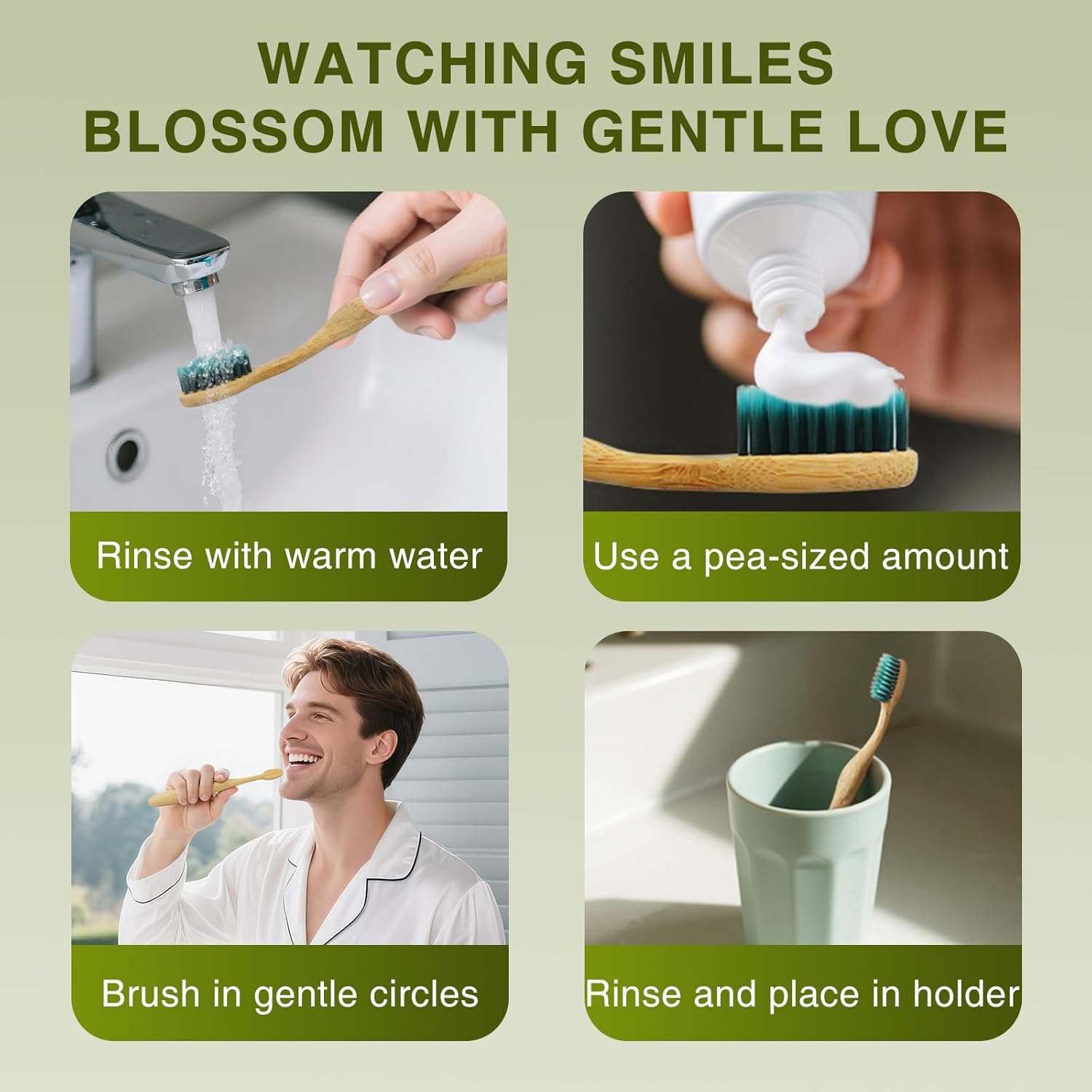 Bamboo Toothbrushes for Adults, BPA Free Bristles, Medium Soft, 5 PCS Bamboo Toothbrush for Dental Hygiene, Gum Care, Compostable, Eco Friendly, Compostable and Sustainable (Blue)