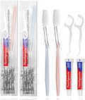 200pcs Disposable Toothbrushes with Toothpaste Floss Individually Wrapped, 2 Color Disposable Toothbrush, 10g Toothpaste, Floss Pick, Bulk Toothbrush Kit for Homeless,Airbnb,Hotel