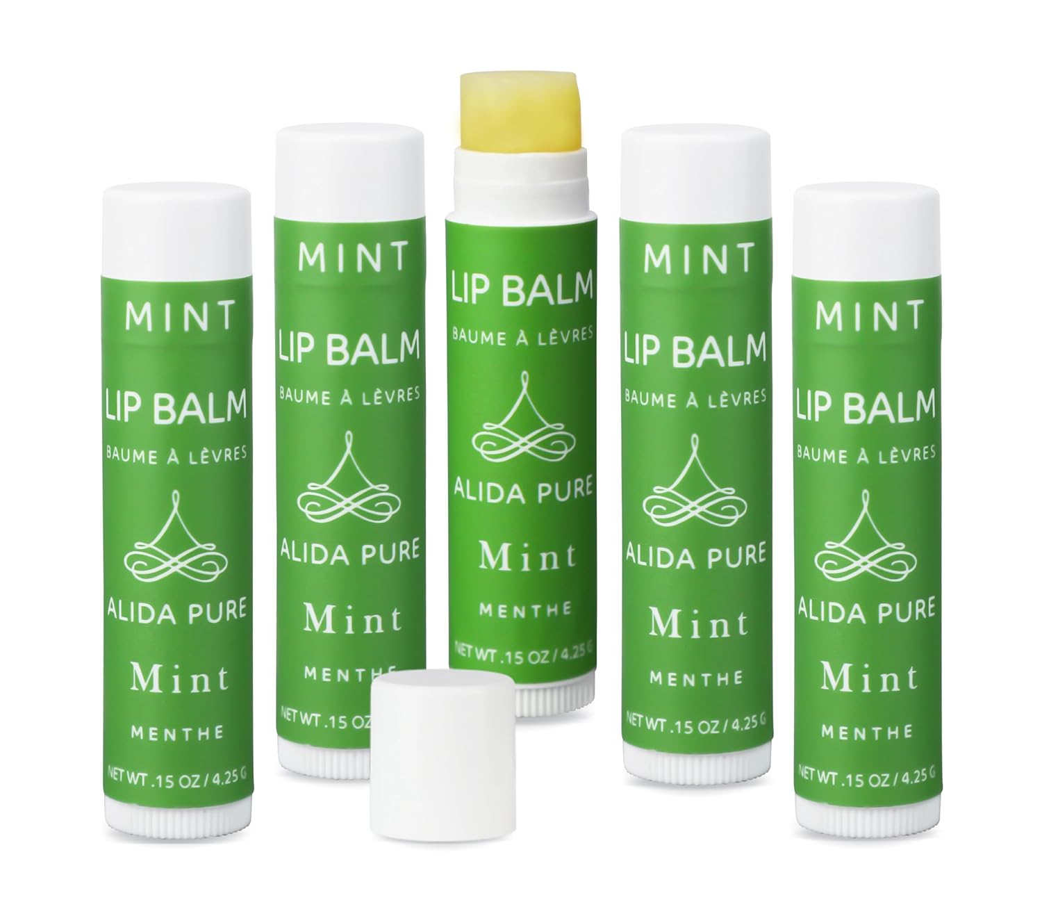 Mint Lip Balm Collection, Vegan Set, Beeswax Free, with Organic Jojoba and Avocado Oil, Vitamin E, Natural Moisturizer for Dry, Chapped Lips, 5 Tube Set