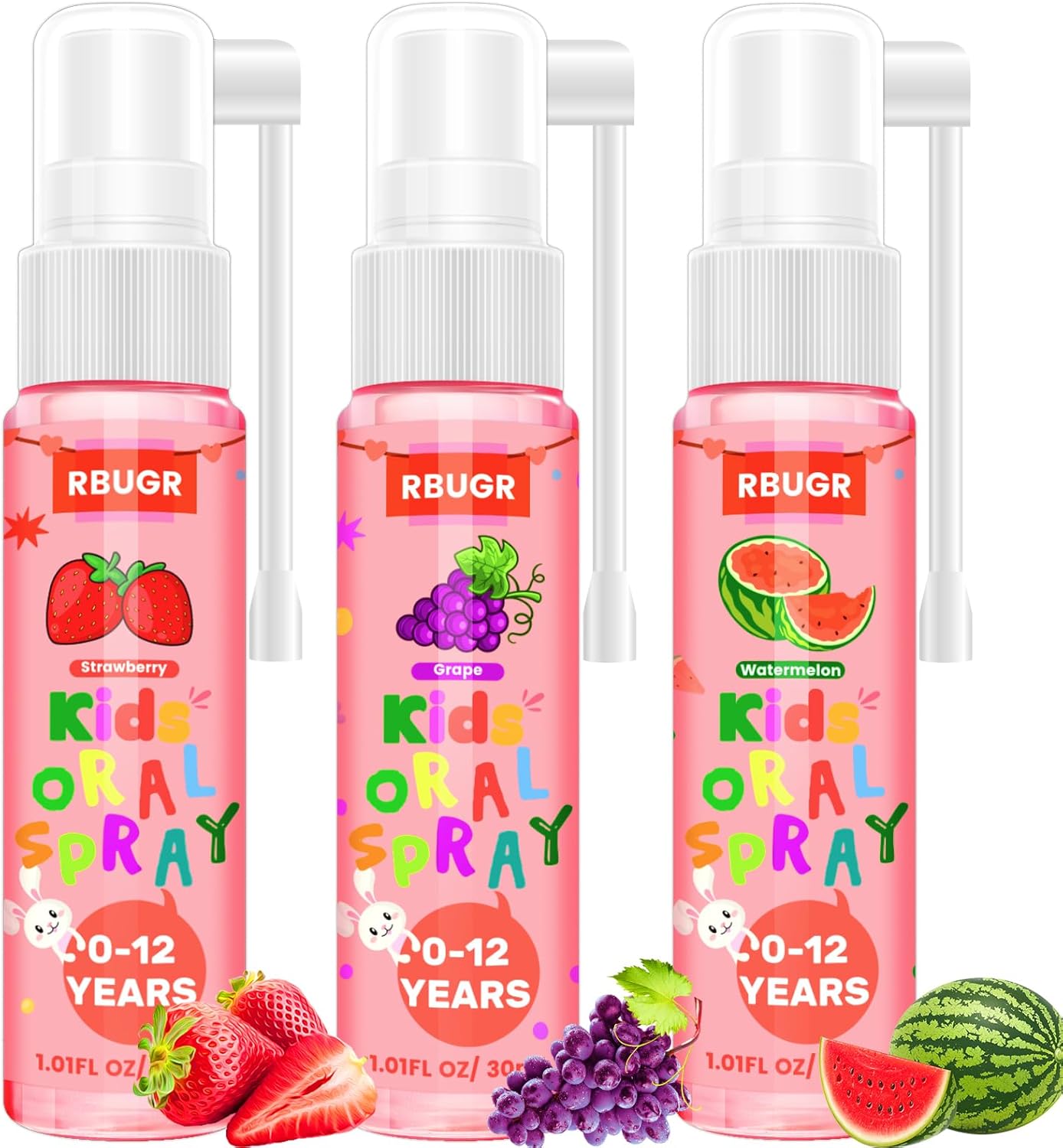 Kids Oral Spray, 3PCS Toddler Toothpaste Helper for Cavity Repair & Fresh Breath, Kids Probiotic Mouth Spray with Fluoride Free for Newborn to 12 Years 3 Flavors（Total 3.03fl oz）