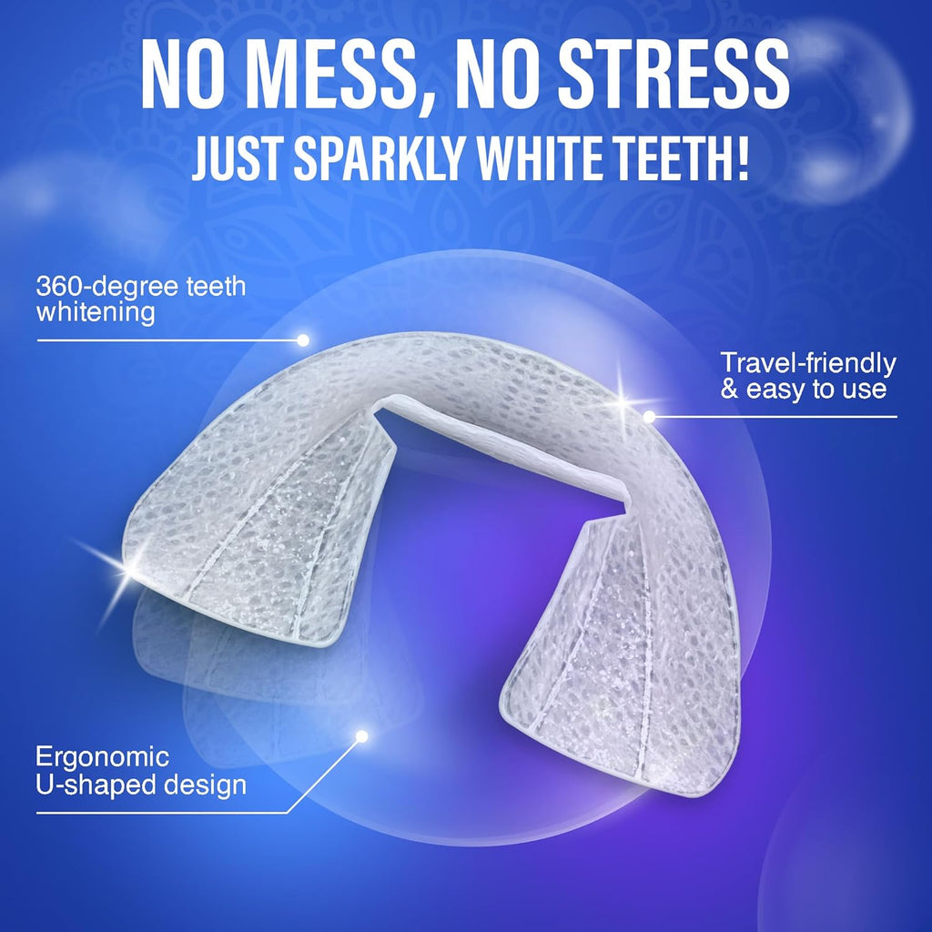 GuruNanda Ready-to-Use Prefilled Whitening Trays (7 Treatments) with 8% Hydrogen Peroxide to Remove Surface Stains, Fast & Easy Teeth Whitening for Sensitive Smiles