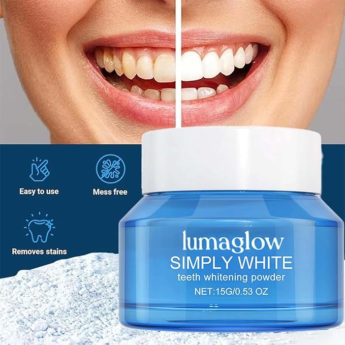 Lumaglow Natural Whitening Powder, Shimmer Deluxe Teeth Whitening Powder, Lumaglow Whitening Powder, Natural Teeth Whitener, Instant Stain Removal, Mint Flavor (1)