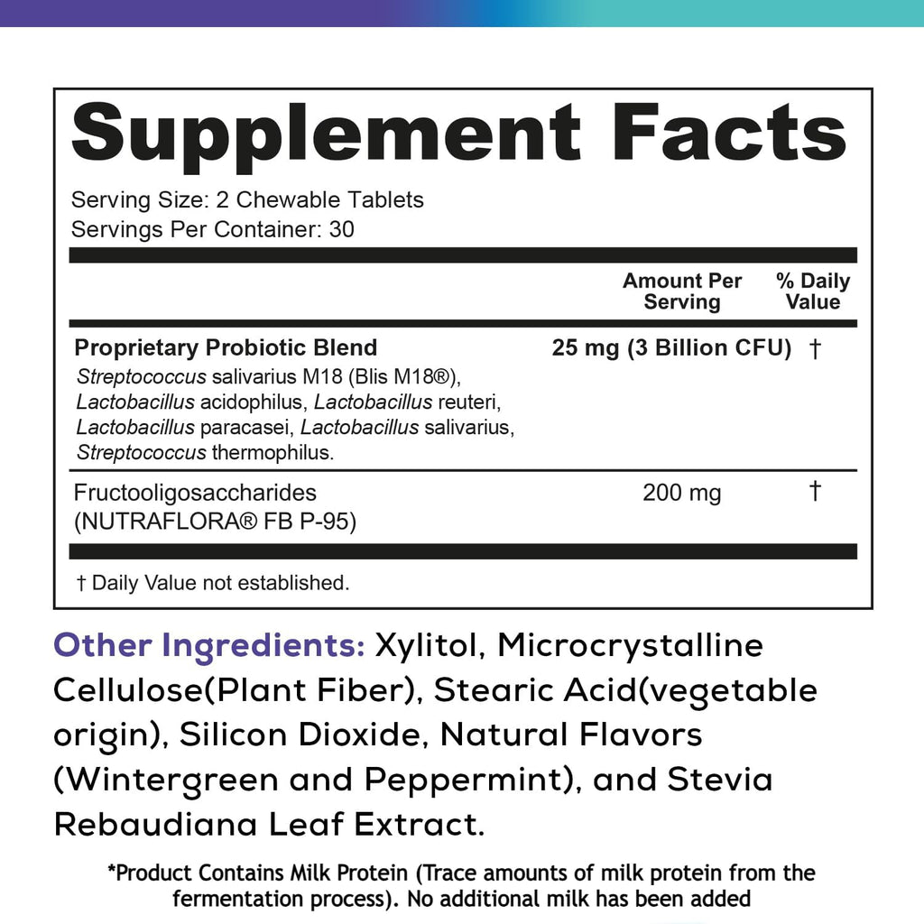 Oral Probiotics & Tongue Scraper for Bad Breath Support - Chewable Dental Probiotic for Teeth & Gums & Fresh Breath - 6 Probiotic Strains - BLIS M18 - Supportive Oral Probiotic - Mint Flavored - 60ct