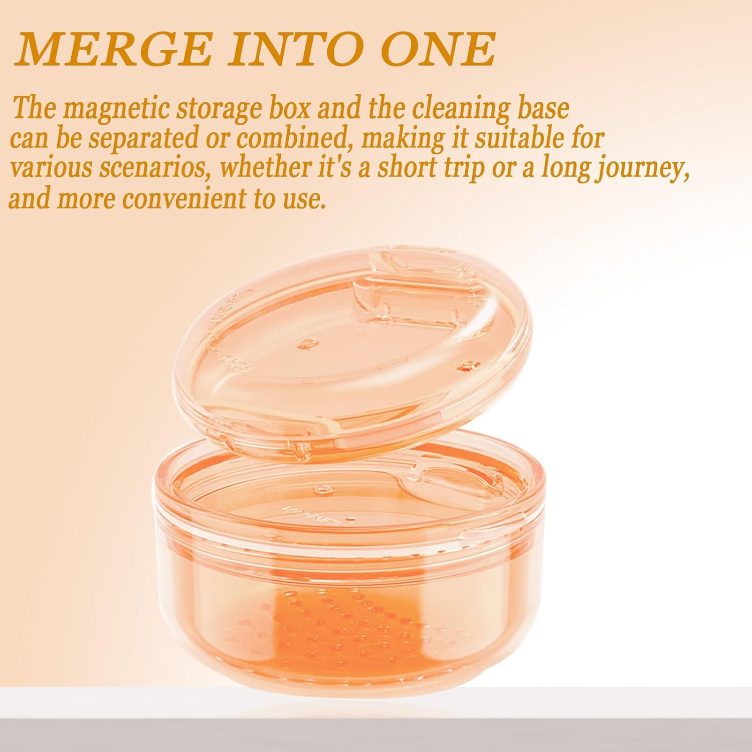 2 in 1 Retainer Case Retainer Bath Case for Cleaning and Store Retainer Mouth Guard Aligner Night Guard Partial Denture, All-in-one Retainer Bath and portable storage case