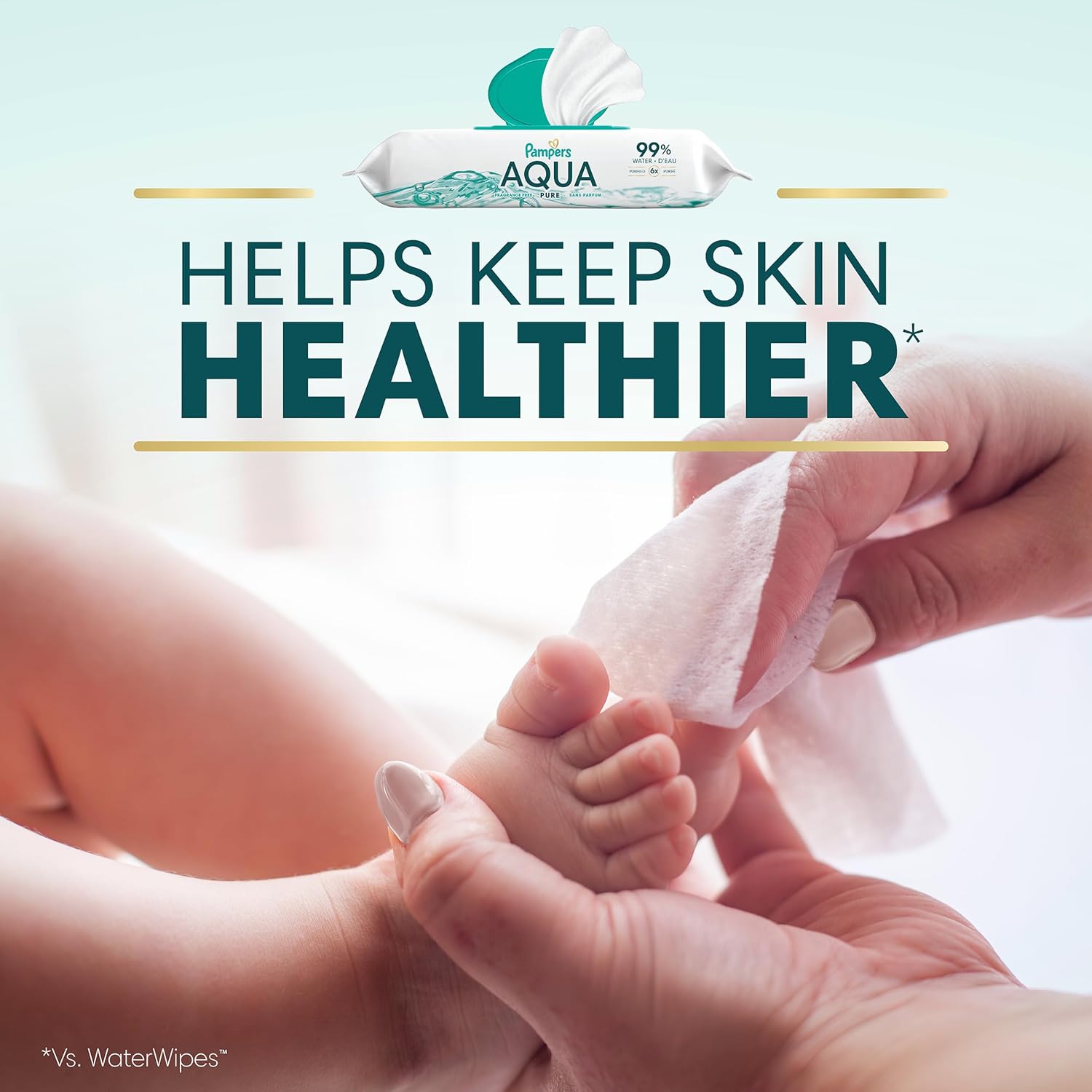 Pampers Aqua Pure Baby Wipes, 99% Water, Fragrance Free, 896 Baby Wipes Total (16X Flip-Top Packs) [Packaging May Vary]