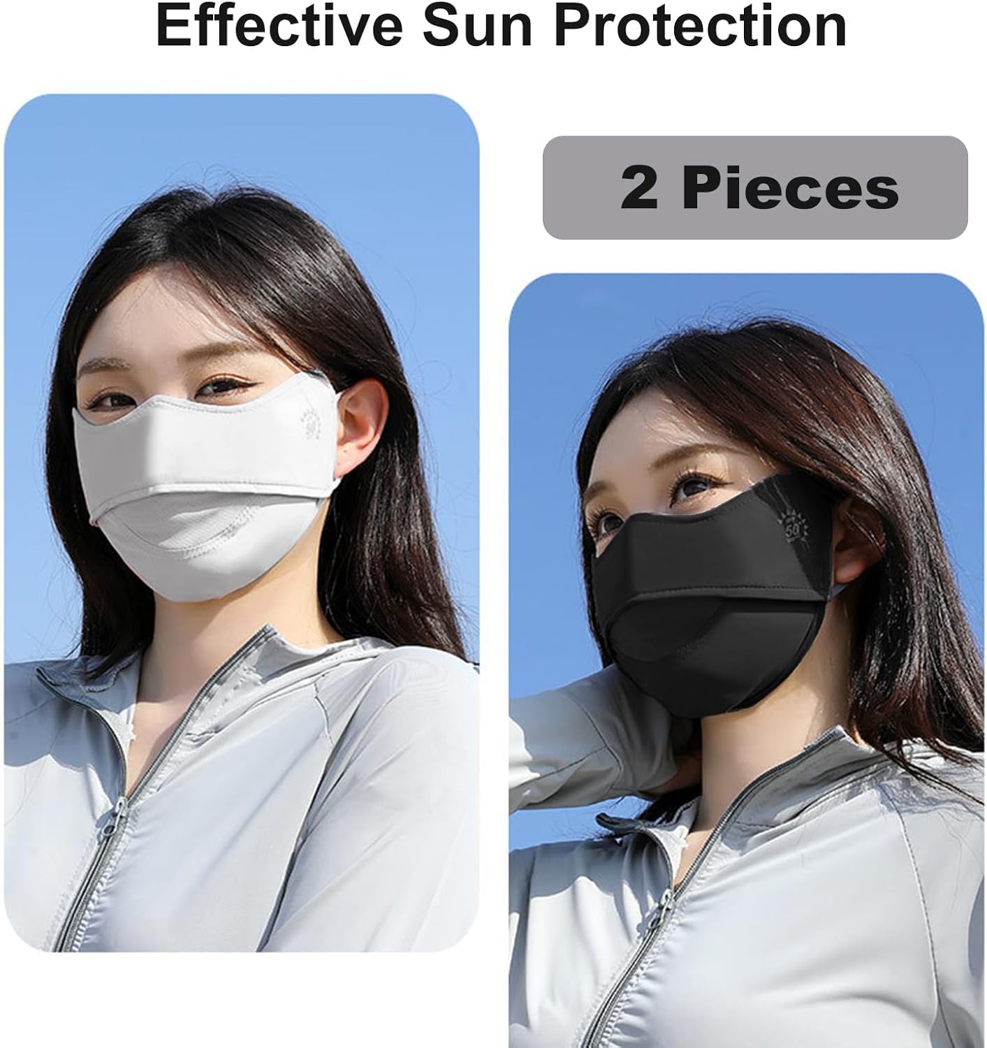 2Pcs UV Face Mask, Sun Masks for Women, Cooling Breathable Face Cover for Outdoors, Washable Reusable
