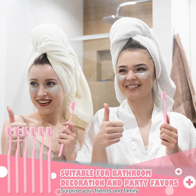 12 Pcs Pink Toothbrush Extra Soft Toothbrush Intensive Clean Tooth Brush for Adults Deep Clean Tooth Brush Individually Wrapped Gentle Bristles for Home Hotels Travel Supplies