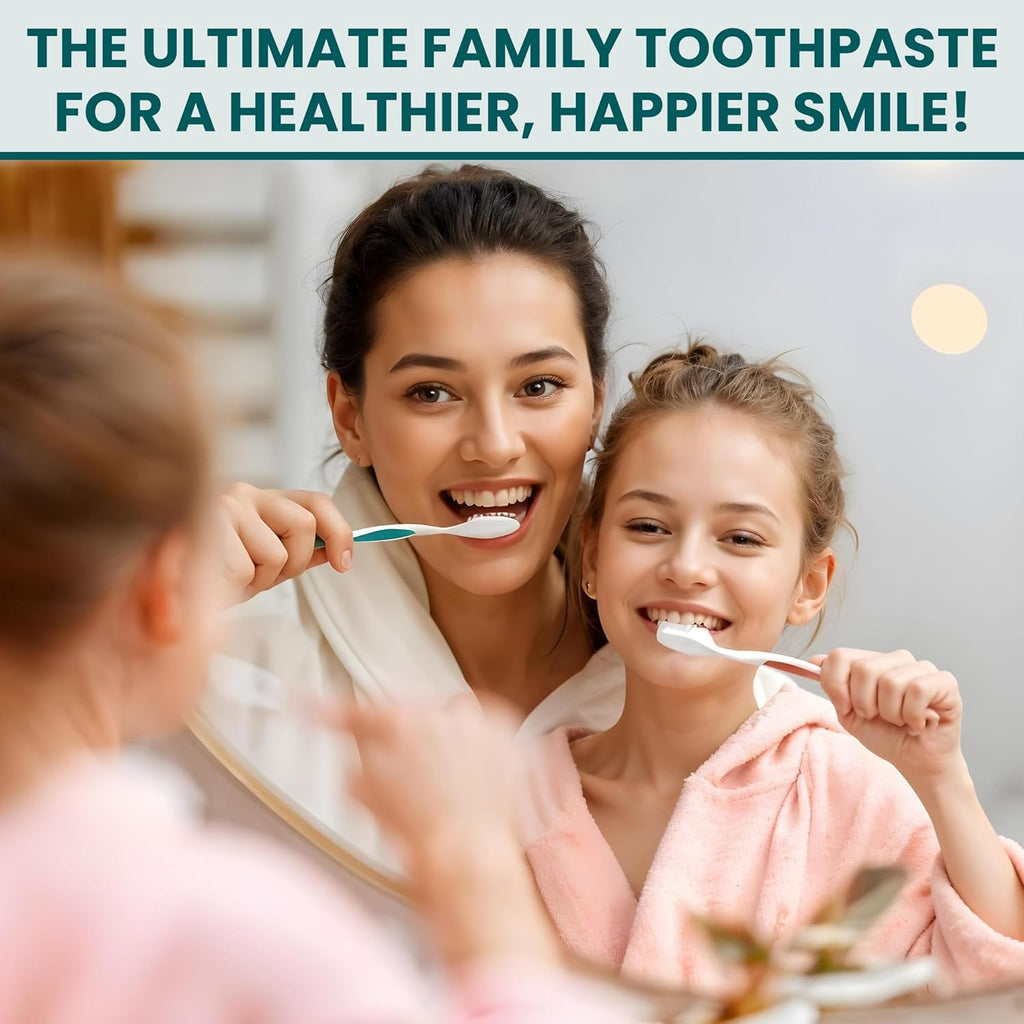 Optivida (2 Pack) Fluoride Free Colloidal Silver Infused Xylitol Toothpaste for Adults & Kids. Anti-Cavity*, Anti-Plaque* Coral Toothpaste with Spearmint Oil for Gum Health & Teeth whitening - 4oz