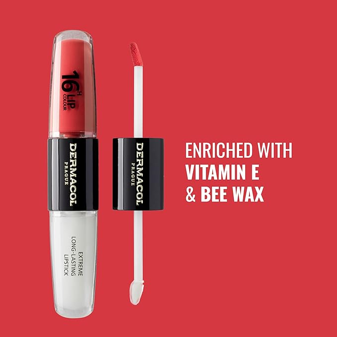 Dermacol NEW 16-Hour Lip Colour, Highly Pigmented Glossy Lip Stain, Two-Phase Lip Plumper Gloss, Kissproof Lip Makeup Products with Matte and Glitter Finish, n. 36