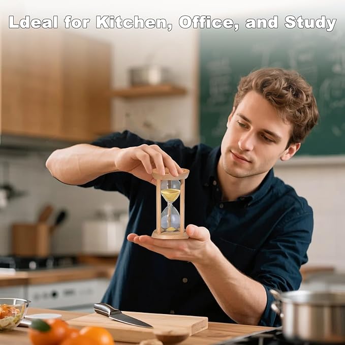 60 Minute Wooden Sand Timers, Bamboo Gold Sand Hourglass for Productivity, 60 Min Reloj De Arena SandClock for Kitchen, Office, Game, Classroom (Gold)