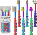 Newday Kids toothbrushes 6 Pack Set Soft Bristles Fun Lovely with Suction Cup, Includes Travel Covers, Animal toothbrushes for Kids Boys & Girls, Toddlers &Children Teeth Age 3+ (Multicolor)