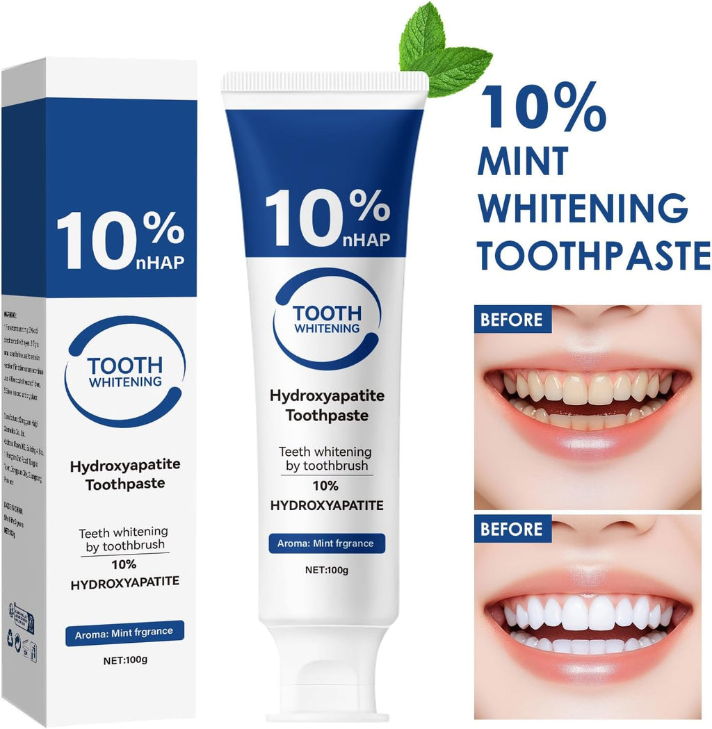 10% Hydroxyapatite Toothpaste for Advanced Enamel Protection, Appropriate for Tooth Strengthening Sensitive Teeth, Gentle and Effective Formula, Fresh Mint Breath, Daily Use for Oral Care Health