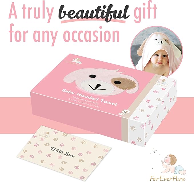 Baby Towels with Hood - Soft, Absorbent Viscose Made of Bamboo, Extra Large 35 x 35 Inches, for Newborns, Infants, Boys and Girls, Pink