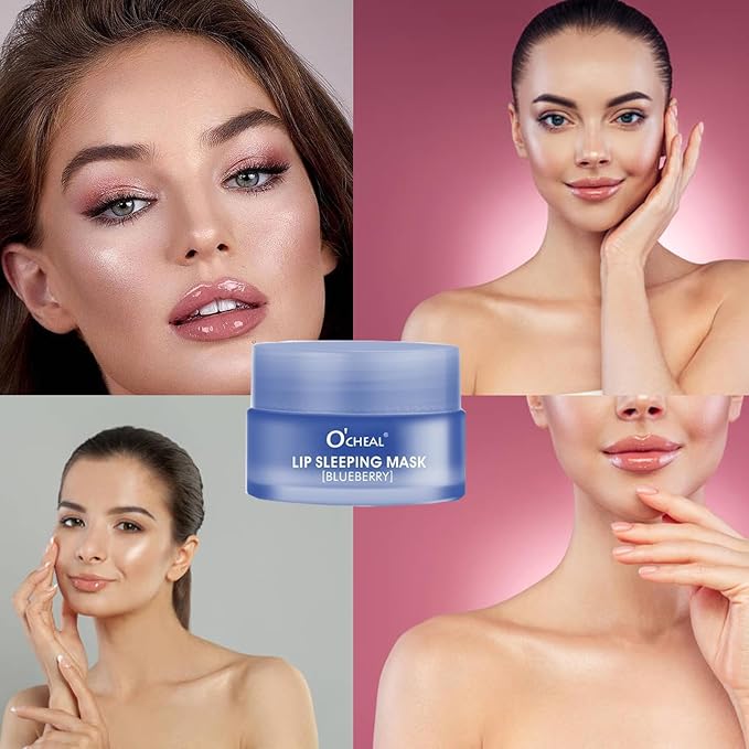 MEICOLY Lip Sleeping Mask,Lip Mask Overnight,Lip Masks,Nourish Hydrating Sleeping Lip Mask,Intense Hydration Night Sleep Lip Mask,Lip Balm for Restore,Hydrate Dry Chapped Lips,Blueberry,0.7oz