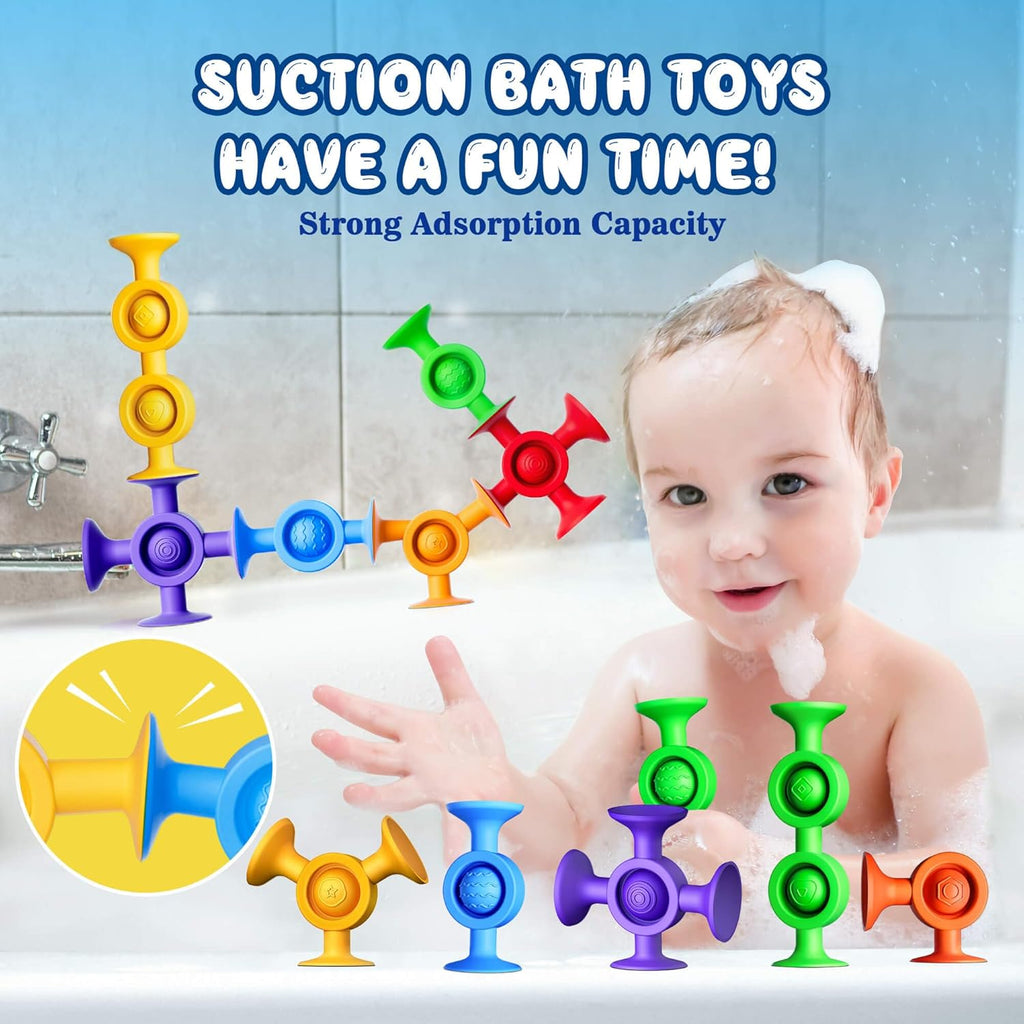 Toddler Stocking Stuffers for Kids - Suction Bath Toys Sensory Fidget Toys for Autism Fine Motor Skills Suction Cup Toys Bathtub Toys Window Airplane Travel Toys for Kids