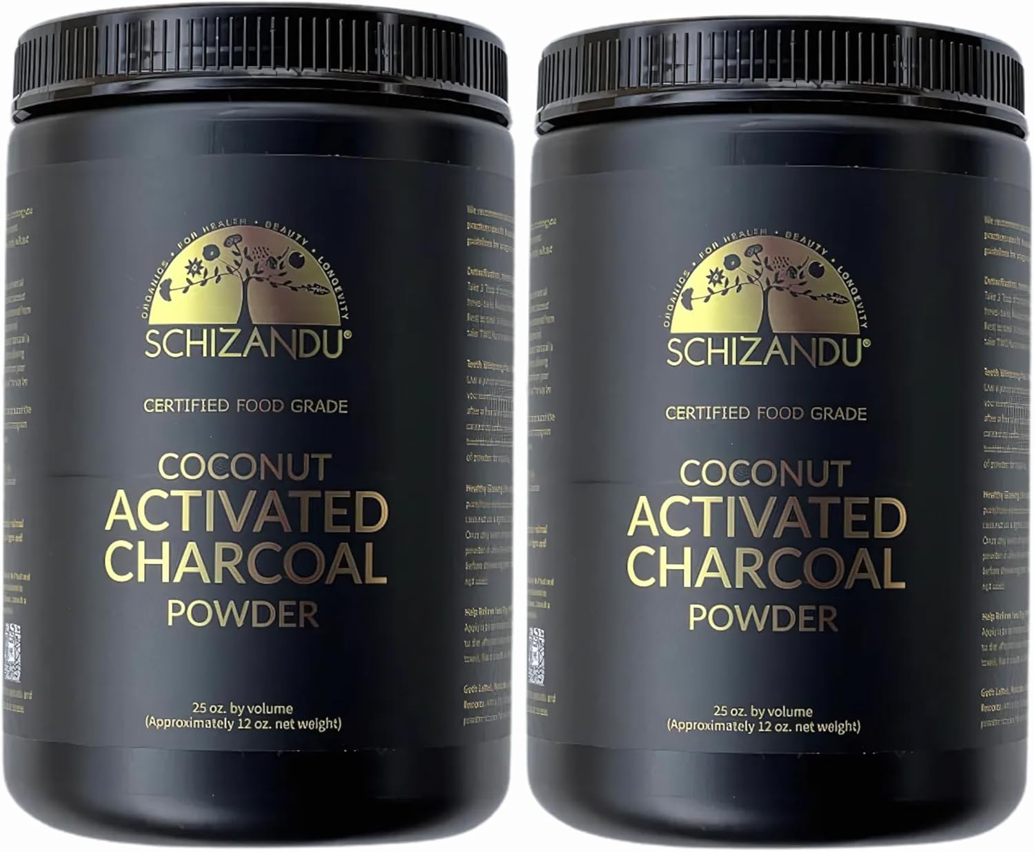 Organic Charcoal Powder Activated Charcoal Natural, Vegan, Organic, GMO Free - Large Bottle 25 oz Powder - 2pack