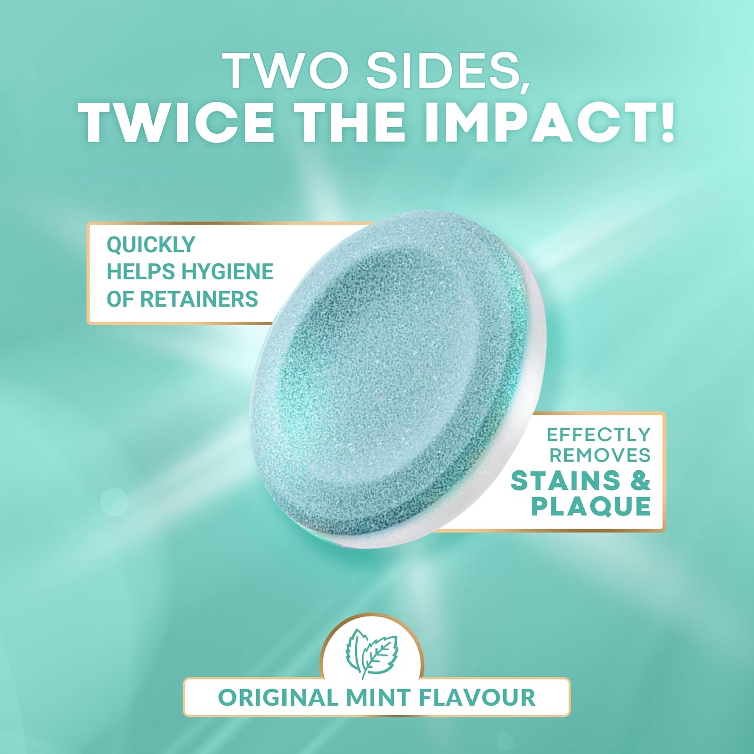 Retainer Cleaner Tablets - 120 Tablets (4 Months Supply) - Denture Cleaning, Removes Stains & Odours, Freshens Aligners, Mouthguards, Nightguards - Perfect for Ultrasonic Retainer Cleaner