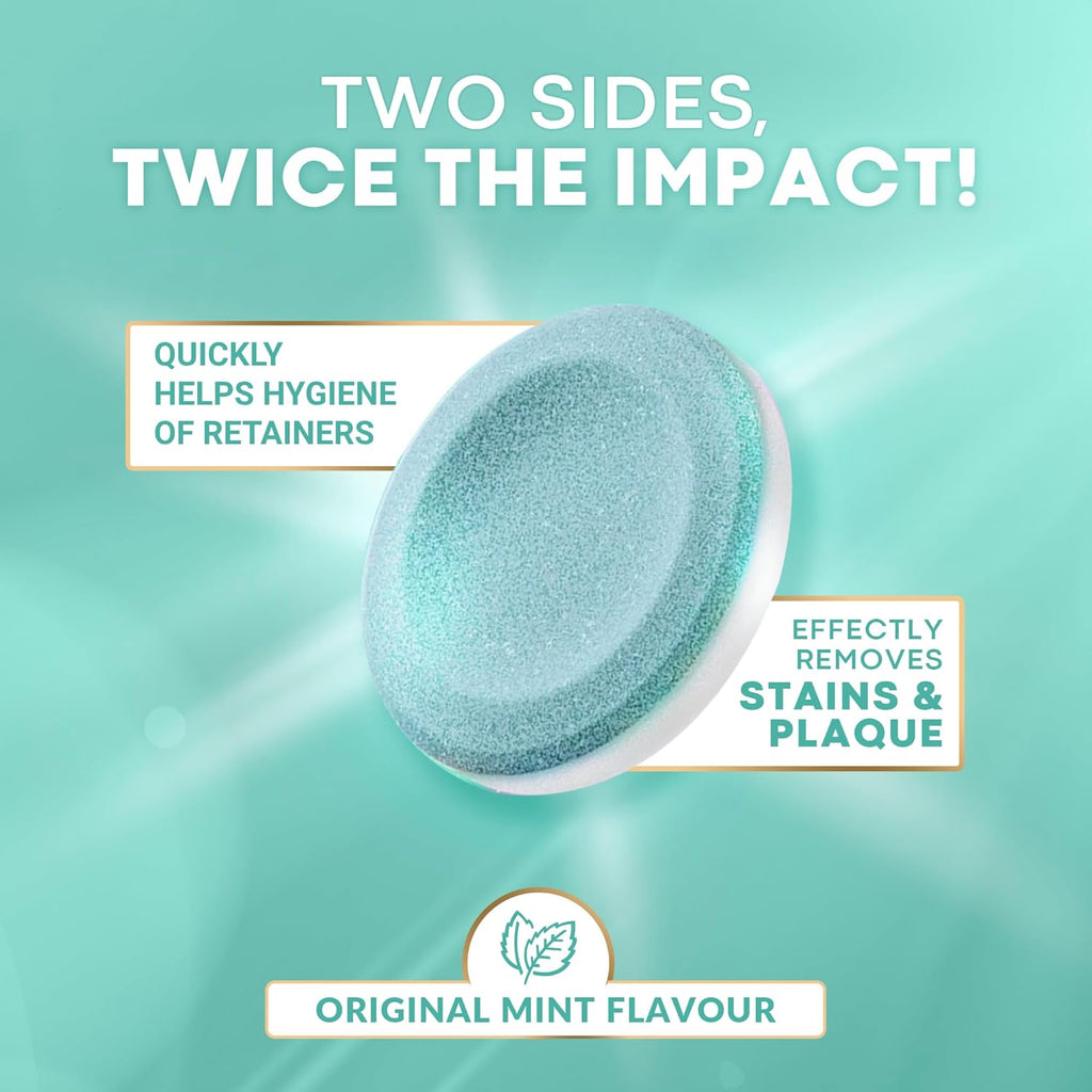 Retainer Cleaner Tablets - 48 Tablets (1.5 Months Supply) - Denture Cleaning, Removes Stains & Odours, Freshens Aligners, Mouthguards, Nightguards - Perfect for Ultrasonic Retainer Cleaner
