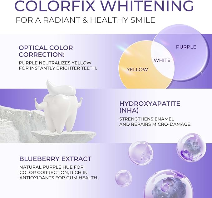 Whitening Toothpaste Tablets with Nano-Hydroxyapatite (NHA) Purple Toothpaste for Teeth Whitening Fluoride-Free, for Sensitive Teeth & Gums, Travel-Friendly Tabs (60 Count)