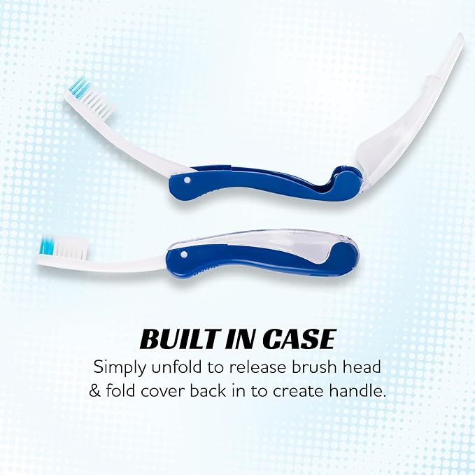 Lingito Travel Mini Toothbrush with Cover, Folding Interlock Toothbrush Adult 4 Pack Soft