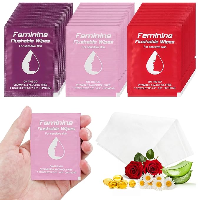 Feminine Wipes Individually Wrapped, Flushable Wipes Travel,Travel Wipes for Women,Feminine Care Wet Wipes Travel Size Vaginal Wipes for Adult, Girl and Homeless 300