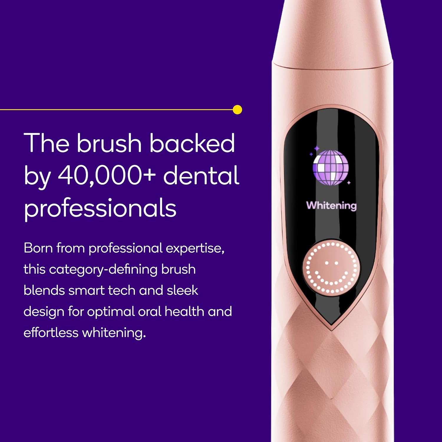 Burst Pro Sonic Advanced Electric Toothbrush for Adults (Rose Gold) | Soft Bristles | 33,000 Vibrations | Long-Lasting Battery and Multiple Brushing Modes
