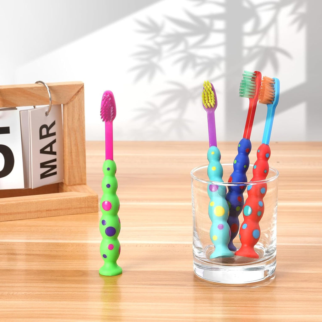 200 Pack Kids Toothbrush Soft bristles Toddler Lovely Toothbrush with Suction Cup Bulk, Includes Travel Covers, Individually Wrapped Toothbrushes for Kid Home School Daycare Camp (Candy)